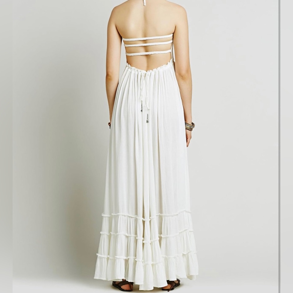 Womens Summer Cotton Sexy Backless Long Dresses with adjustable back